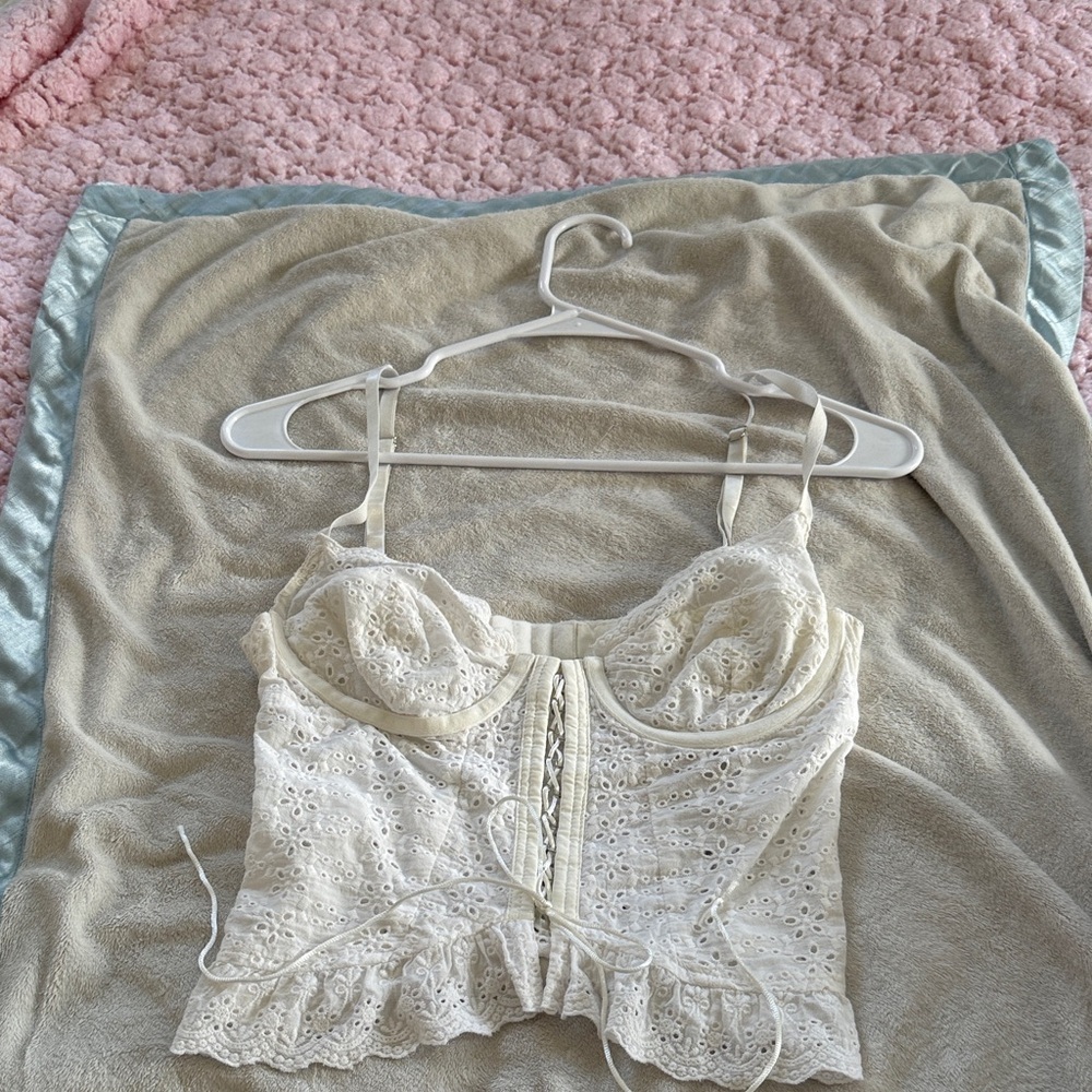 Elegant Lace Bustier Top-WHITE